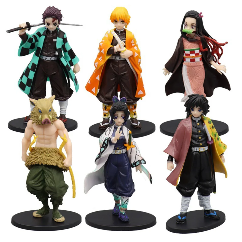 Anime Kamado Tanjirou Nezuko Demon Slayer Figure Action Figures PVC Model Toys Zenitsu Figurine Inosuke Kimetsu No Yaiba Figura