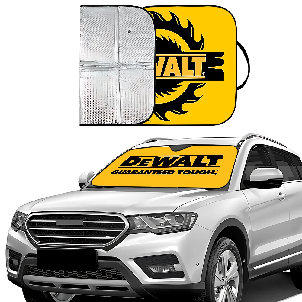 

D-DeWalt Car SunShade Windscreen Front Window Visor 70x130cm Sun Visor Solar Protect Plaid Gift Novelty Car