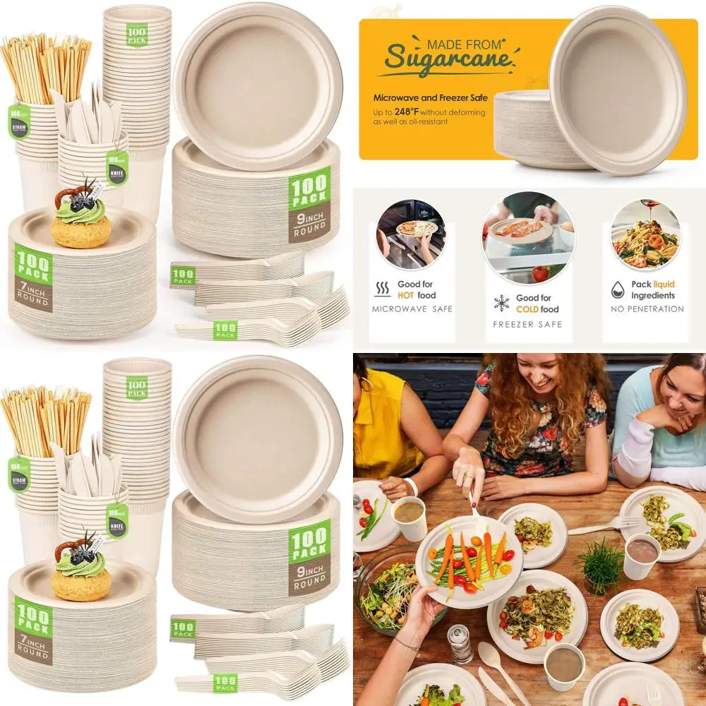 

Экологичные биоразлагаемые коричневые сверхпрочные бумажные тарелки на 700 штук для торжеств.