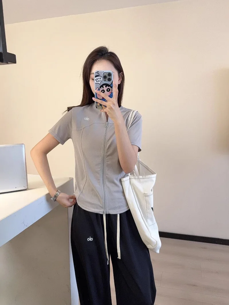

Футболка Slim Fit ort Sve, женская летняя новинка Sle Spor, тонкий кардиган с воротником-стойкой ALO, официальный флагip ort Le...