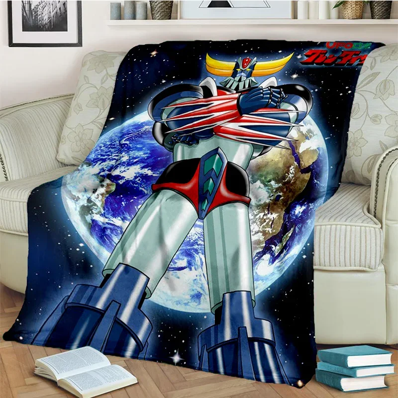 Cartoon UFO Robot Grendizer Anime Blanket,Soft Throw Blanket for Home Bedroom Bed Sofa Picnic Travel Office Cover Blanket Kids