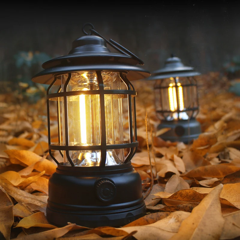 Camping Portable Retro Lantern Vintage Tent Lighting Lantern Decoration Waterproof Outdoor Garden Street Path Lawn Lamp Decor