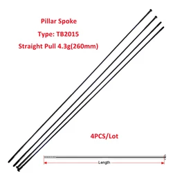 4pcs/lot Pillar TB2015 Bike Spoke FG14 2.0mm About 4.3g(260mm)  straight pull Triple Butted Stainless Steel Black 255-306mm