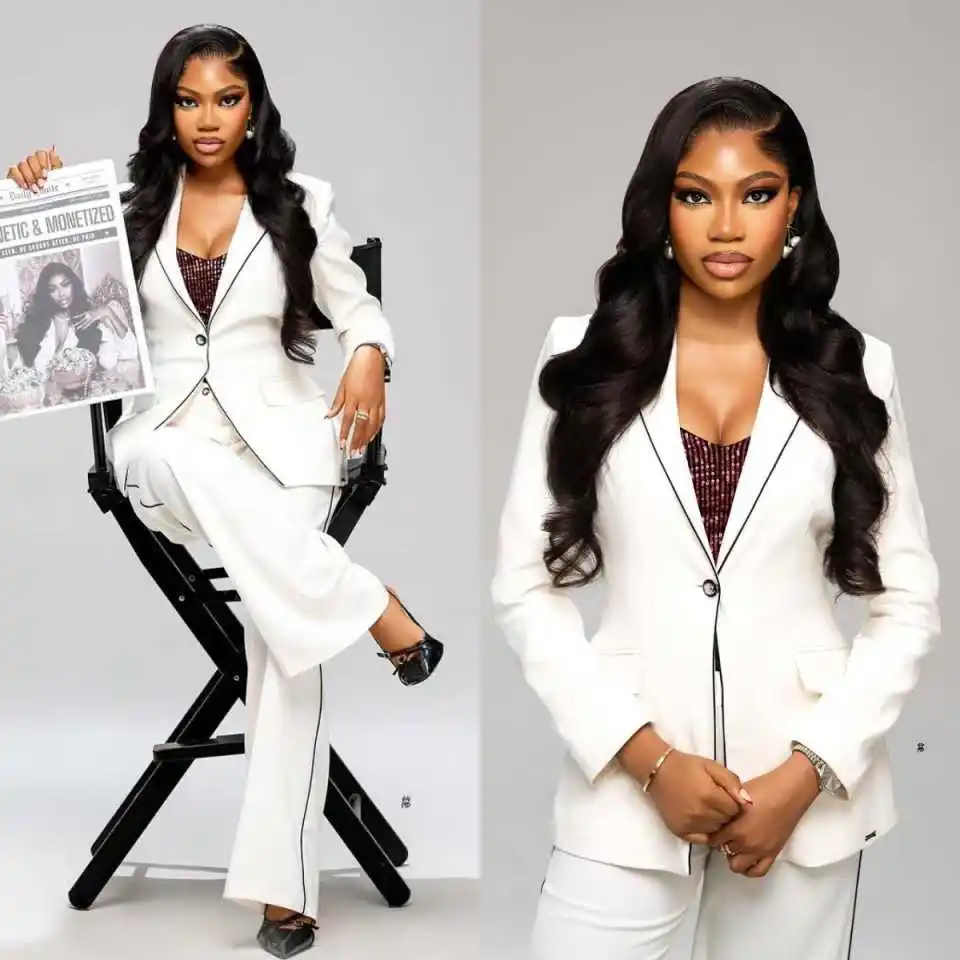 

Fashion Women Blazer Party Dresses Celebrity One Button Jacket Designed Wide Leg Pants Casual Prom Dress 2 Pieces Customized