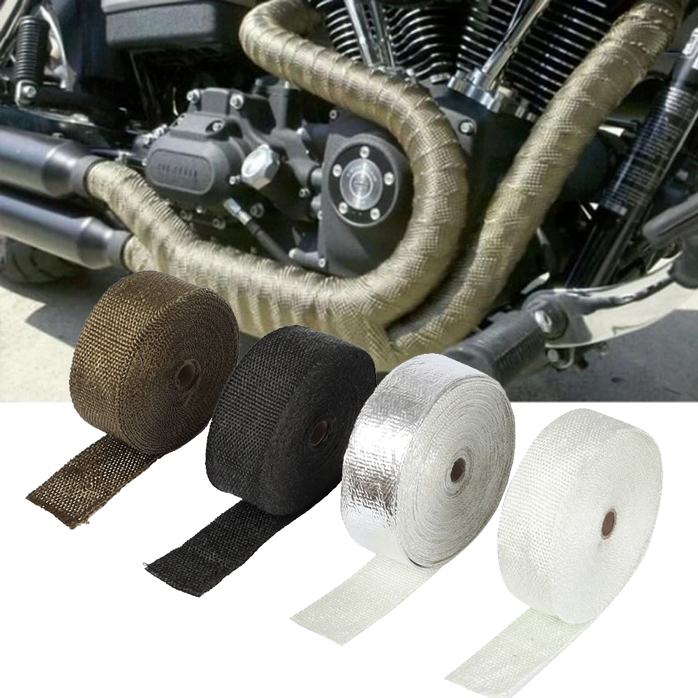 

Motorcycle Exhaust Wrap Roll Muffler Thermal Tape Heat Shield Insulation System with Stainless Ties 5M/10M/15M Motor Accessories