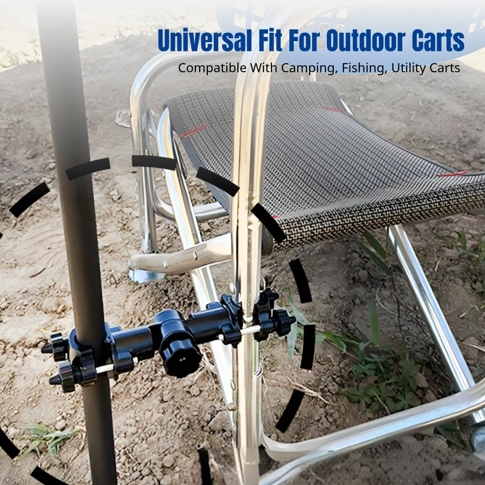 Trolley Umbrella Holder, Adjustable Bracket for Camping, Fishing, Outdoor Meals, Folding Wagon, Fits 12-30mm Tubes