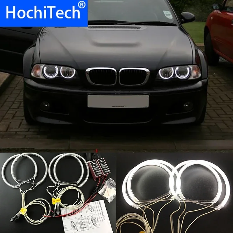 

White CCFL Headlight Halo Angel Eyes Kit Angel Eyes Light HochiTech for BMW 98-03 Pre-facelift E46 Coupe Cabrio with PROJECTORS