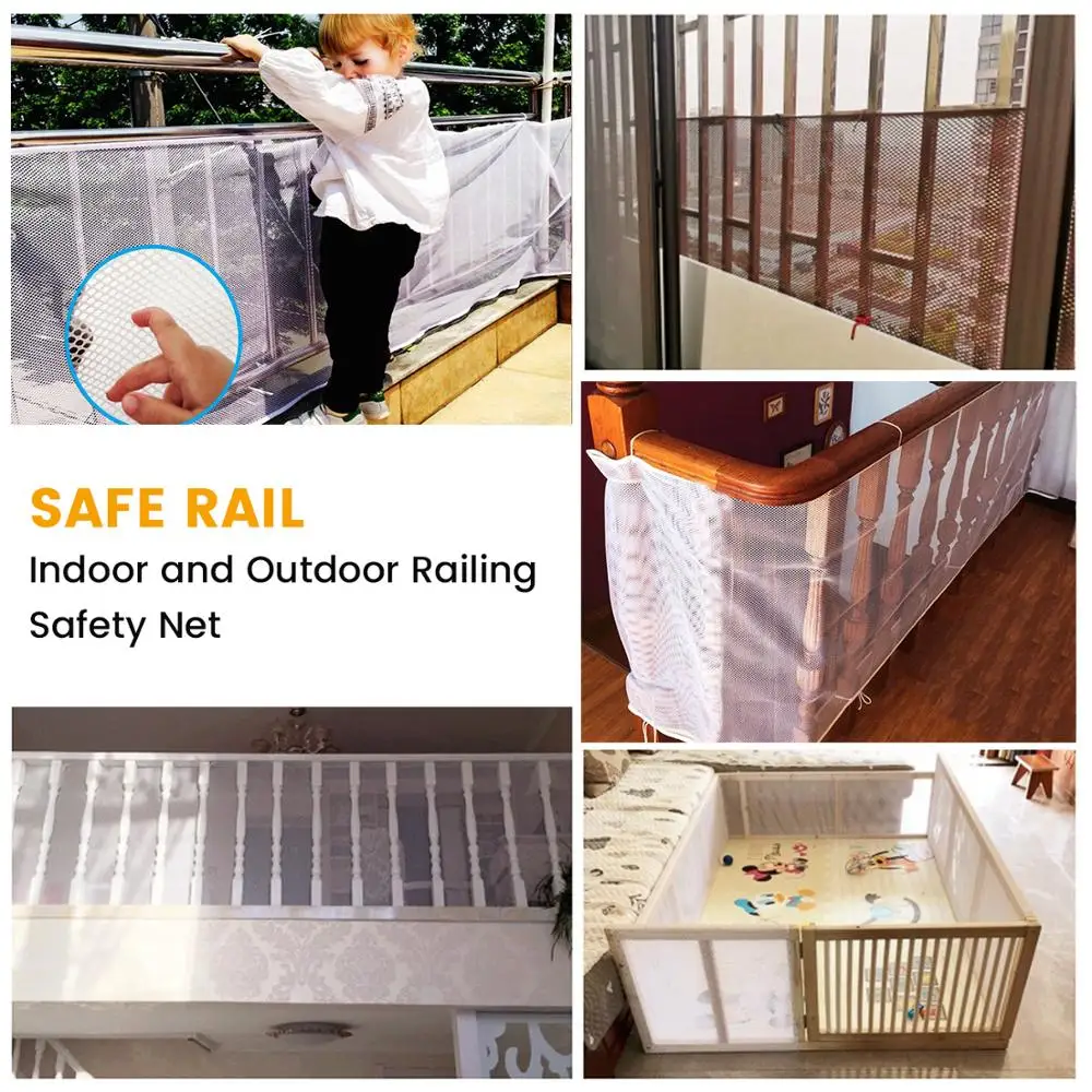 2M/3M Durable Children's Safety Barrier Stairway Fence Net Multipurpose Bannister Guard Fence Protective Baby Safety Barriers