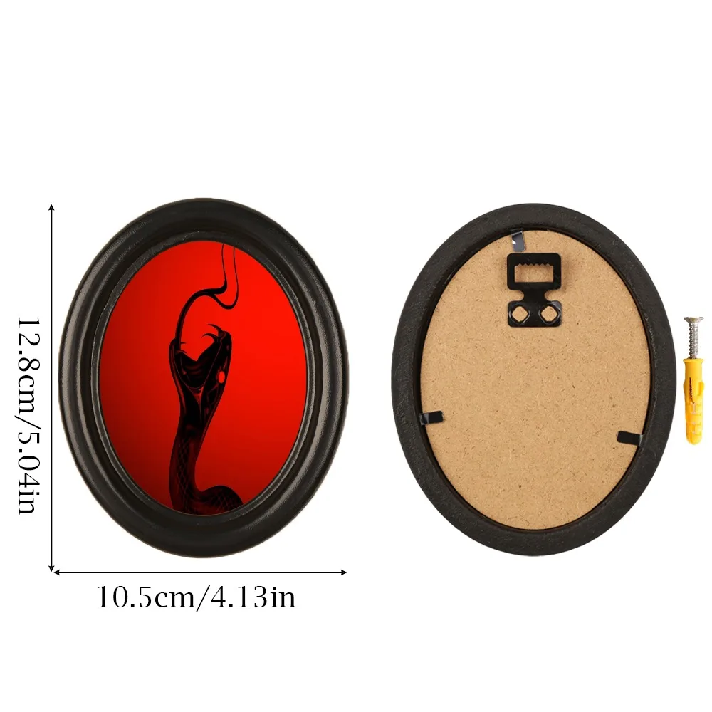 Black Plastic Oval Wall Art Frame, Surreal Art Print Picture Frame, Gothic Halloween Wall Decor for Bedroom Living Room Home Dec