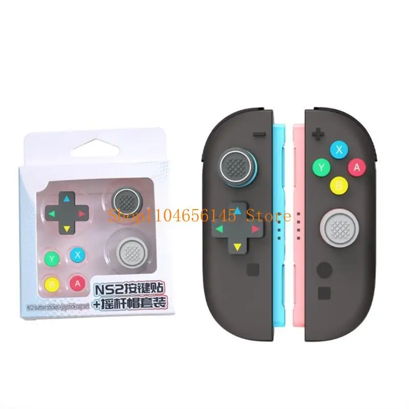 652F Soft Joystick Covers ABXY Sticker Skin D-pad Button Stickers Thumb Caps for NS2 Gaming Accessories