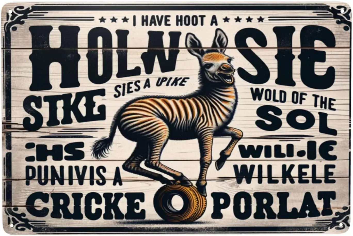 Zany Zebra on Unicycle Wall Art decor Unique Humorous Metal Tin Sign Decor,Perfect for Home,Bar,Man Cave,Woman's Retrea goo sign