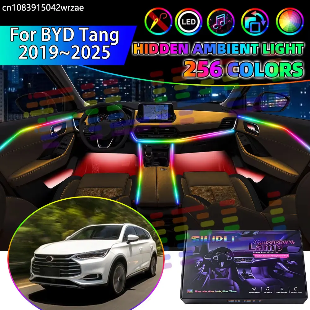 For BYD Tang 2019~2025 Tan EV Sealion 8 MK2 RGB Car Interior Ambient Lights Strips Breathing Lighting Kit App Control LED strips