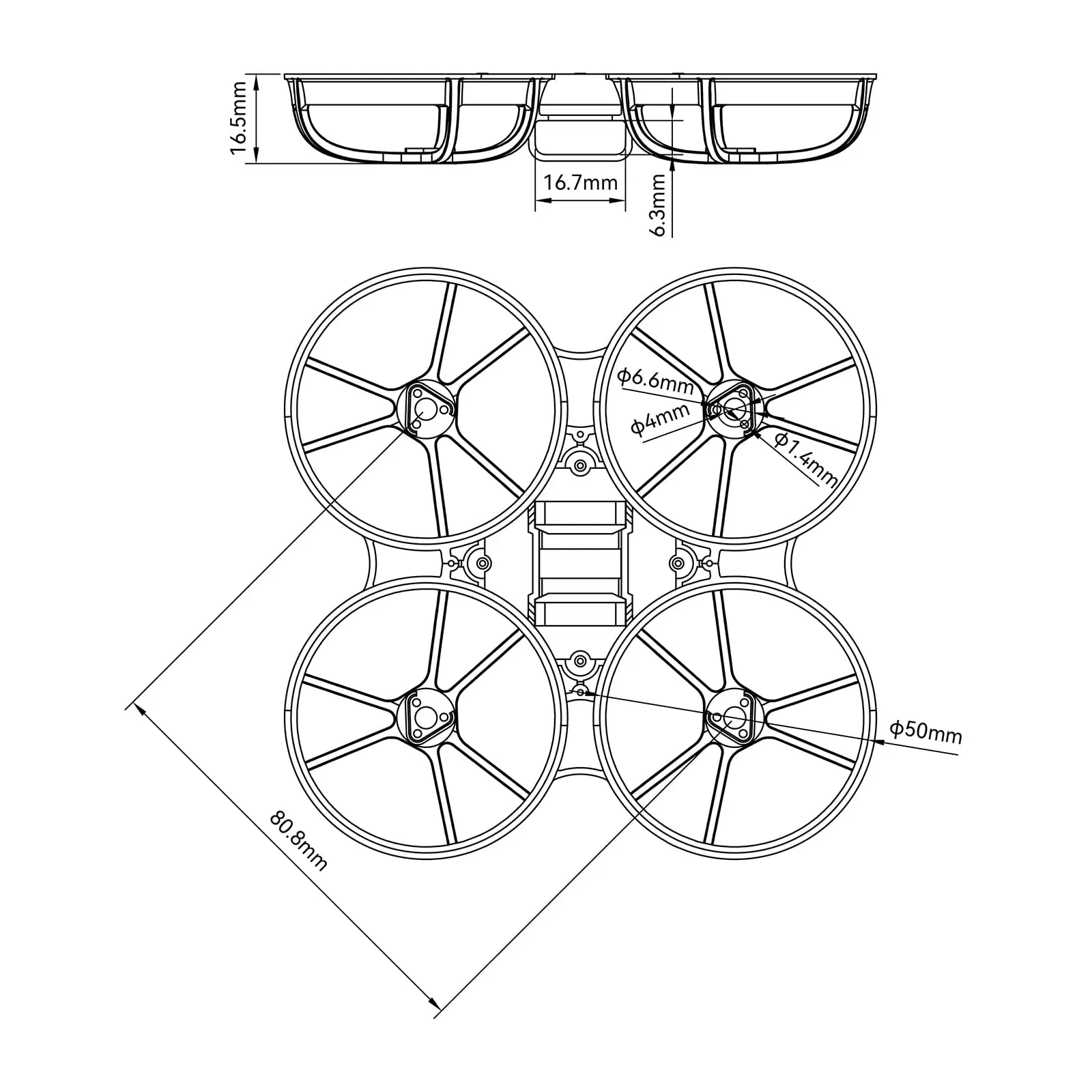 BETAFPV Meteor75 Pro Brushless Whoop Frame Light 1S Motor 45mm Props Holder for Micro FPV Racing RC Drone Quadcopter Spare Part