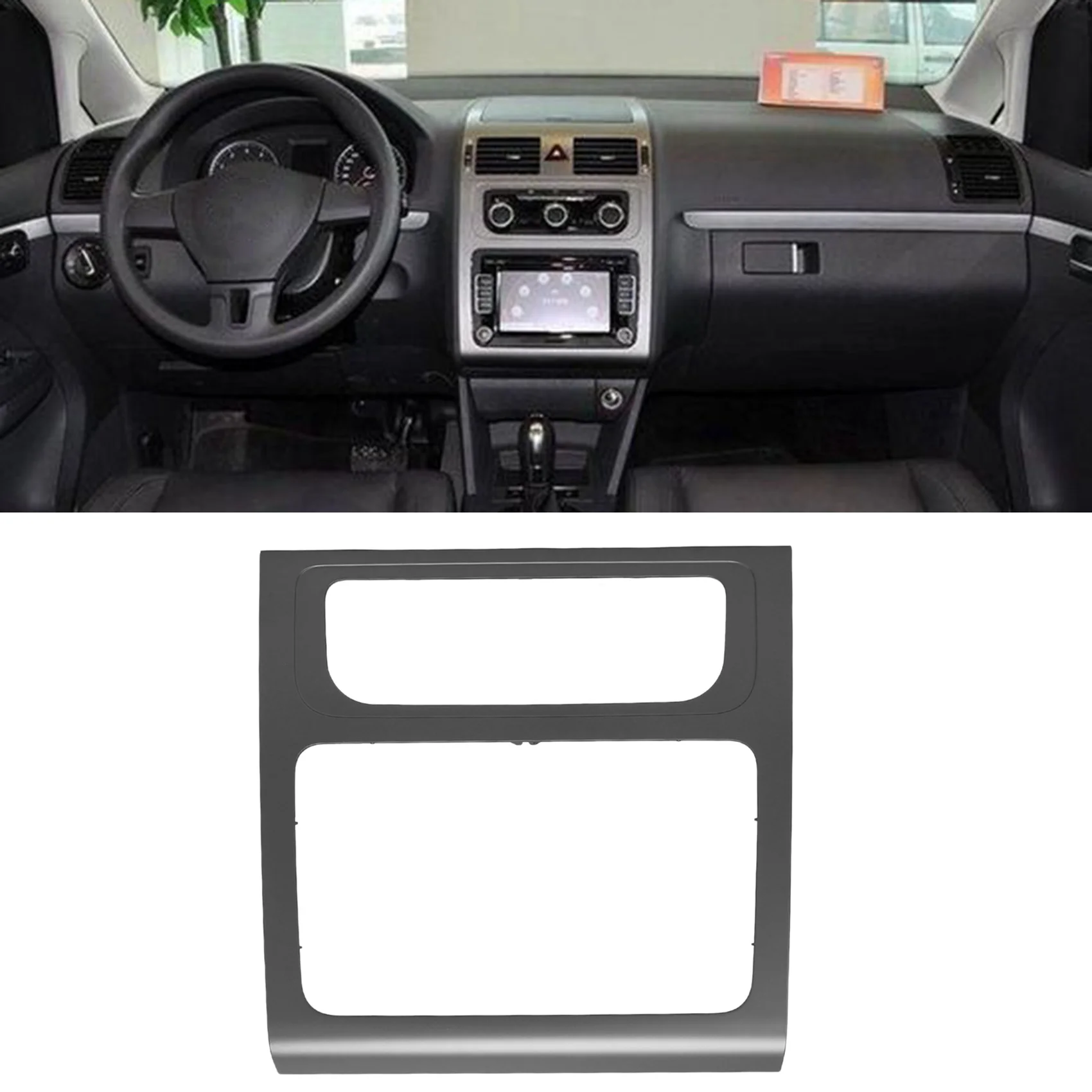 Car Inner Center Console Trim Frame Air-Conditioner Panel CD Recorder Easel Navigation Trim for Touran 11-15 Silver