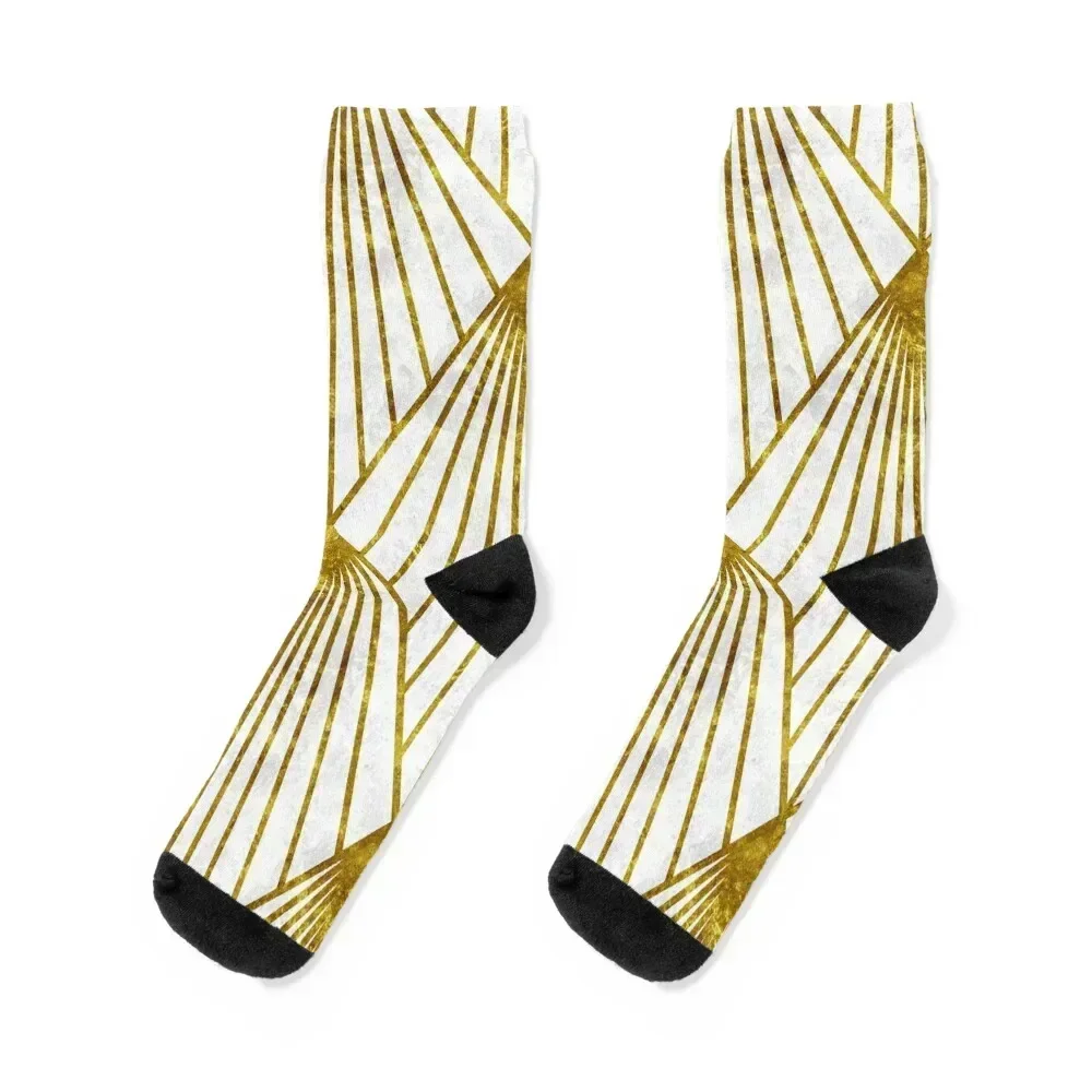 

Art deco gold and white Socks sports and leisure designer Soccer short Men's Socks Women's