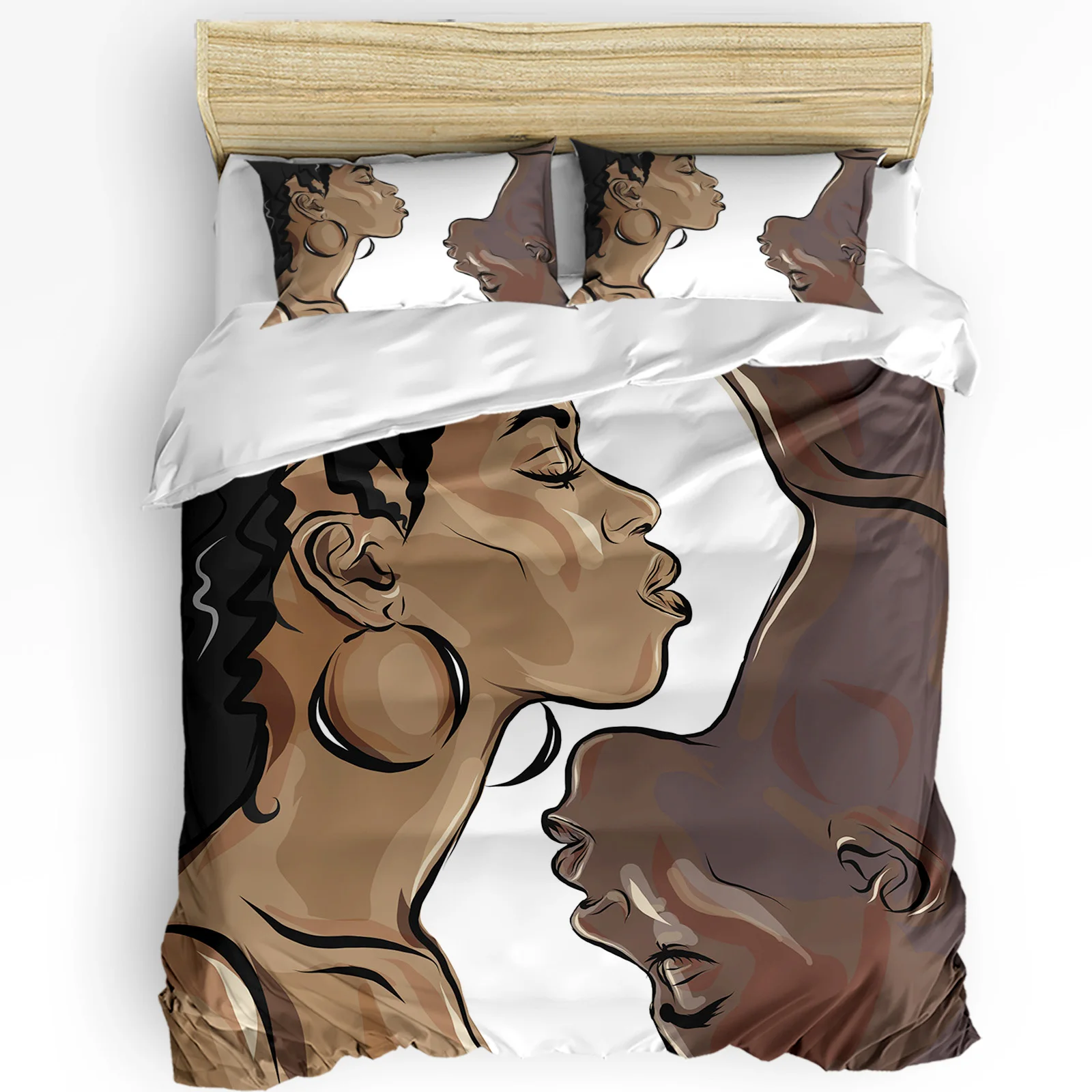 

African Woman Men Duvet Cover Bed Bedding Set For Double Home Textile Quilt Cover Pillowcases Bedroom Bedding Set (No Sheet)