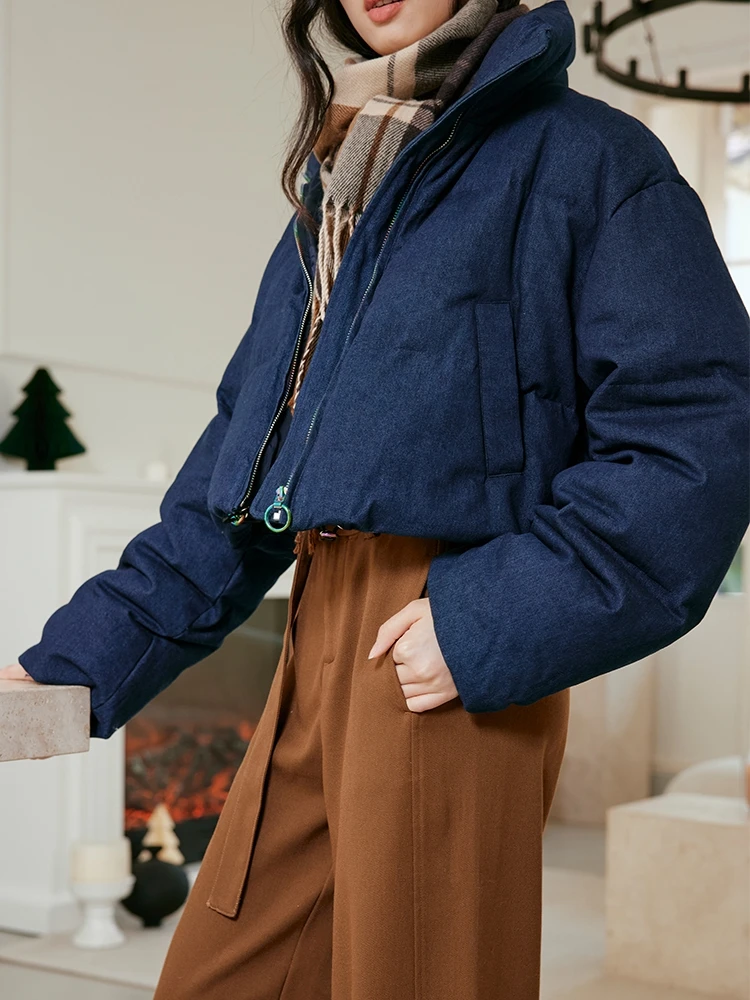 

Утепленная джинсовая куртка-пуховик Waed Denim с наполнителем из 90% белого пуха, теплая, в корейском стиле, прямого кроя, для повседневной носки, ветрозащитная, для женщин