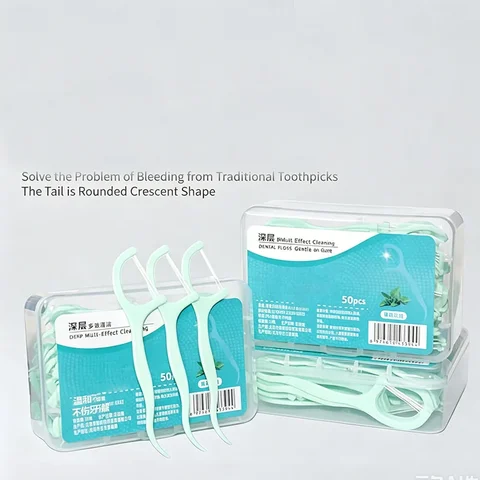 50/100pcs Portable Disposable Dental Floss Plastic Toothpick High-tension Dental Floss Stick Dental Floss Box ﻿Oral Care