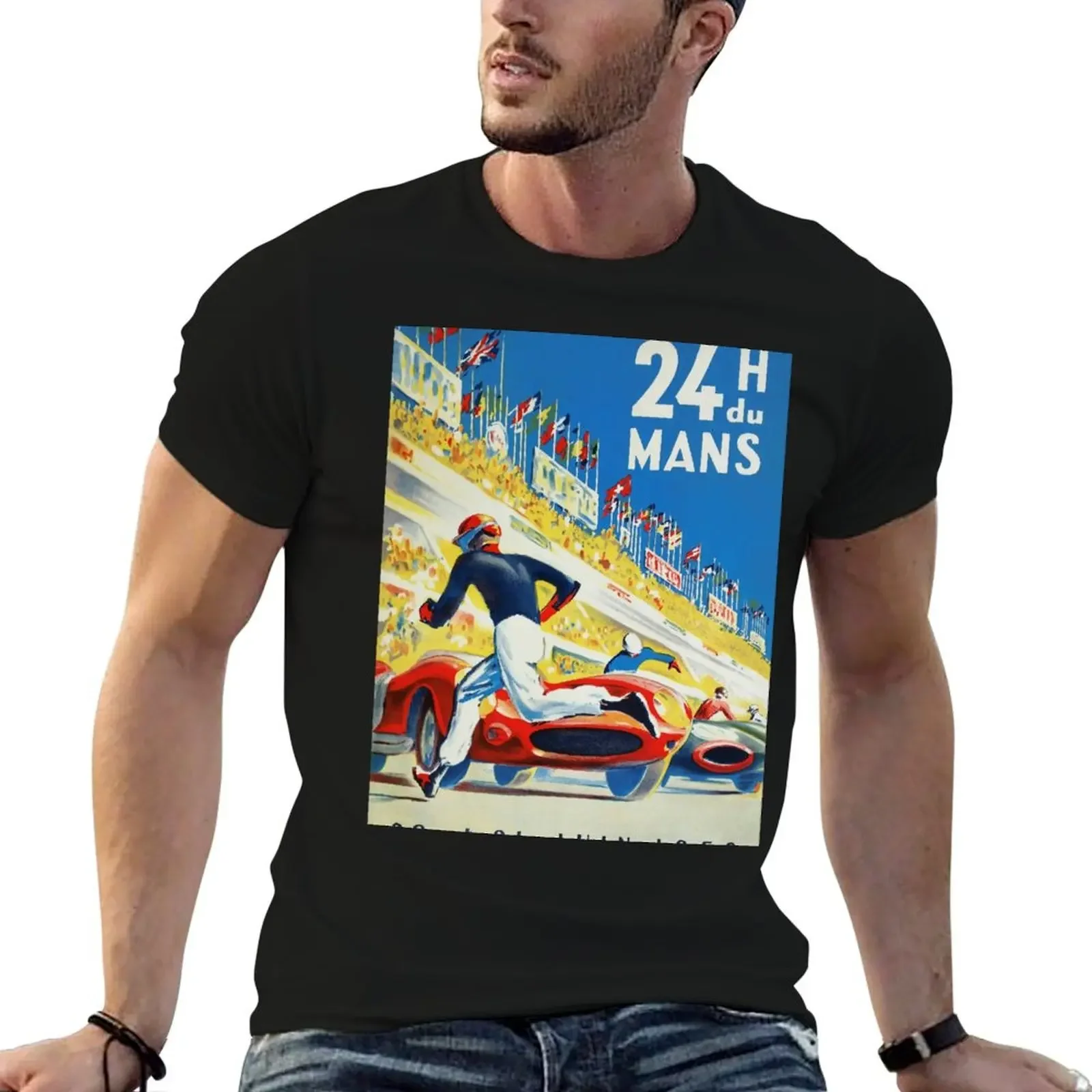 

Le Mans, 24 Hour Car Race, 1959 Car Race Vintage Poster T-Shirt Personalized t-shirt custom shirt summer clothes Men's t-shirt