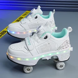 2024 Trend Children's 4 Wheel Cool Led Light Roller Skates For Unisex For Boys Girls Gifts Roller Skating Sneakers With Wheels