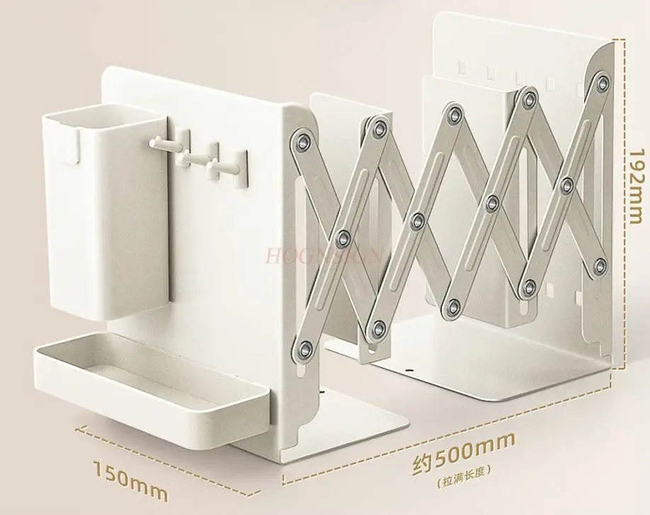 1pcs Retractable book stand with pen holder, desktop book storage rack, book clip, integrated folding on the table