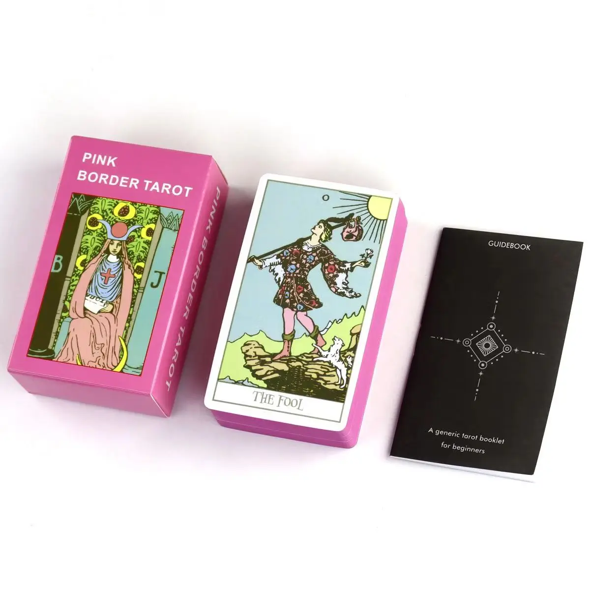 

10.3*6cm Pink Border Tarot with Guidebook for Beginners with Pink Gilded Edges Based on Original Rider Waite System