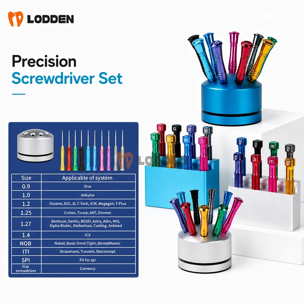 Dental Lab Implant Screw Driver Stainless Steel Plantation System Technician Screwdrivers Dentistry Tool Kit with Base