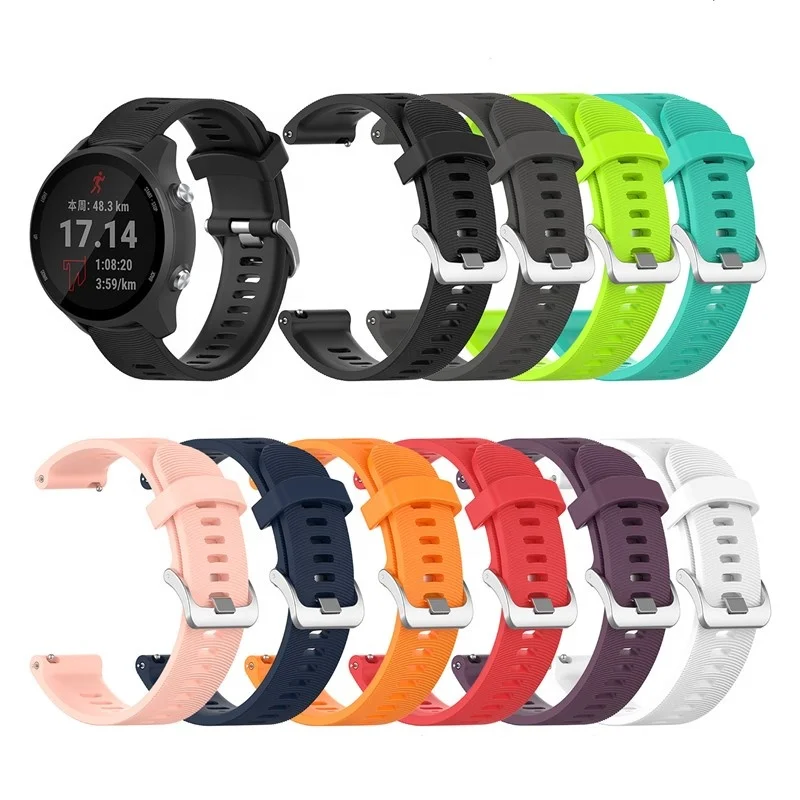 

Sport Soft Silicone Smart Watch Band For Garmin Forerunner 245 Solid Color breathable Waterproof Replacement Wristband