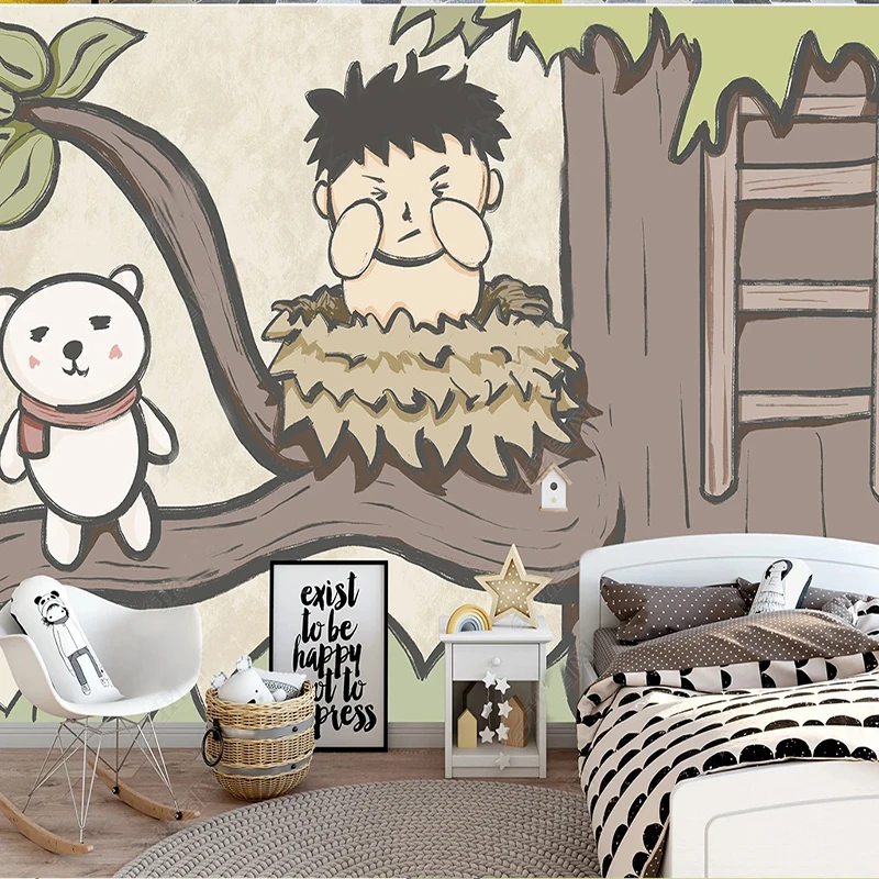 Custom Mural Wallpaper Nordic Little Fresh Bear Children Room Bedroom Background Wall Decoration Painting Papel De Parede Sala