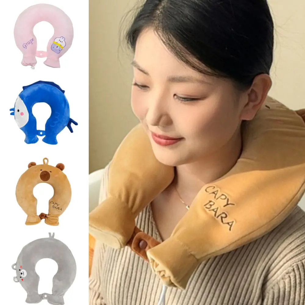 Cartoon U-shaped Hot Water Bag Leak-proof Anti-scalding Neck Warmer Keep Warm Longer Reusable Neck Support Warm Water Bag Office