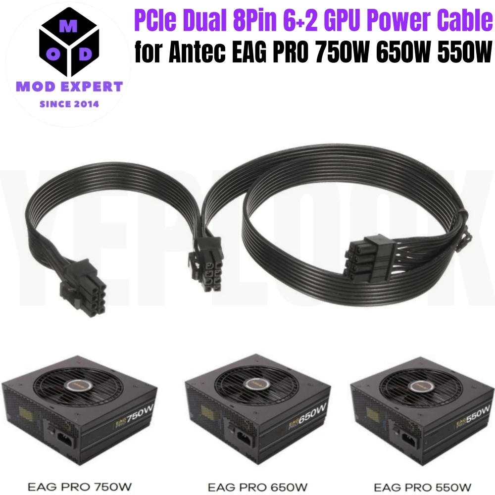 Modular Power Cable for Antec EAG PRO 750W, 650W, 550W GOLD Semi Modular Power, PCI-E 8Pin 6+2, 6Pin to 3/4 SATA, Molex IDE 4Pin view 3