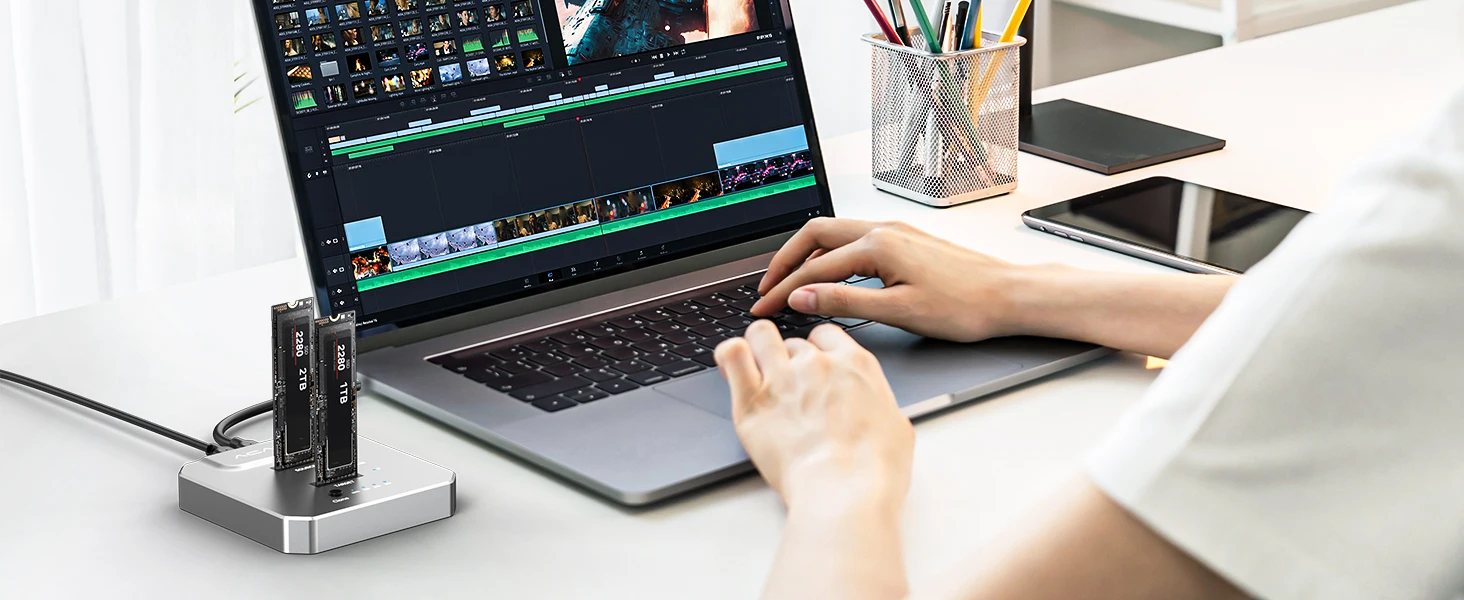 Acasis 20Gbps Dual-Bay M.2 NVME SSD-Gehäuse SSD-Duplikator Offline-Klon USB 3.2 Typ-C Gen2 zu NVMe Dockingstation für PC – Detail 9