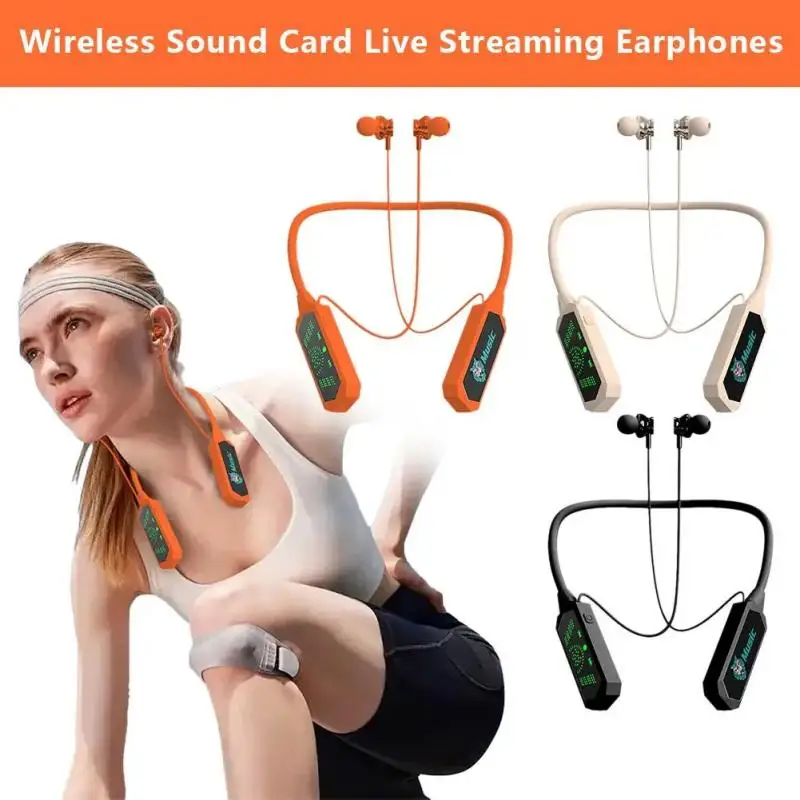 Neck-hanging Bluetooth 5.4 Earphones Magnetic HiFi Sound Earbuds LED Wireless Headphone Sport Waterproof Headsets Long Endurance