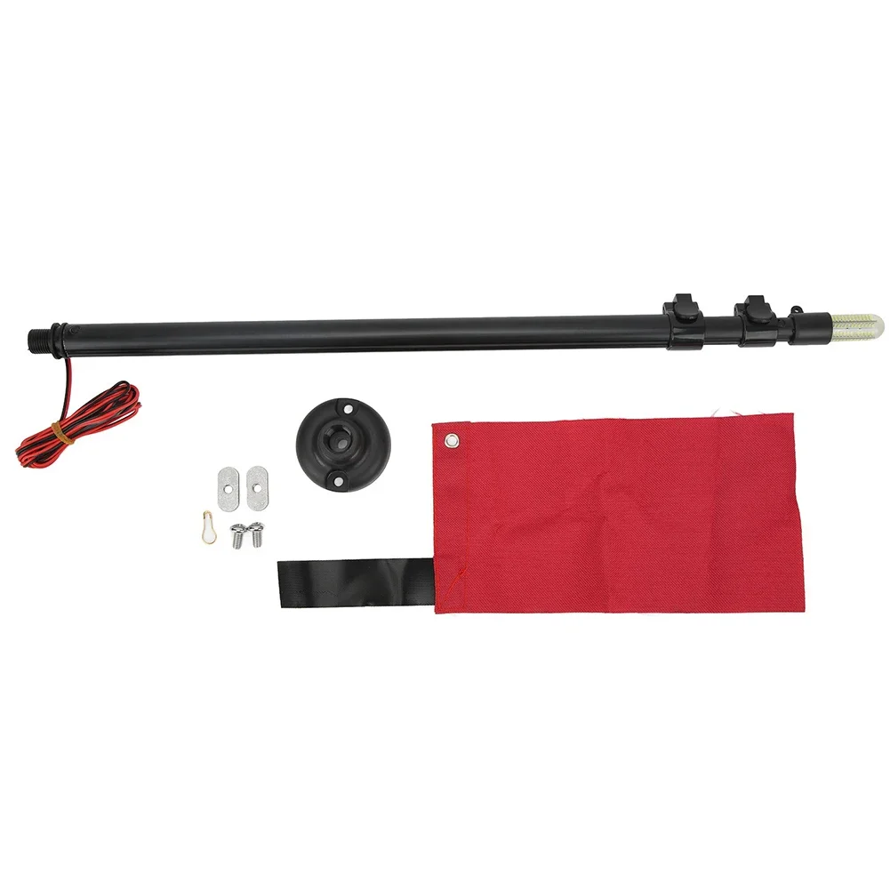 

Approx Up To130CM Aluminum Flagpole Canoe Safety Flag Easy To Install Firm Installation Foldable Flagpole Red Flag