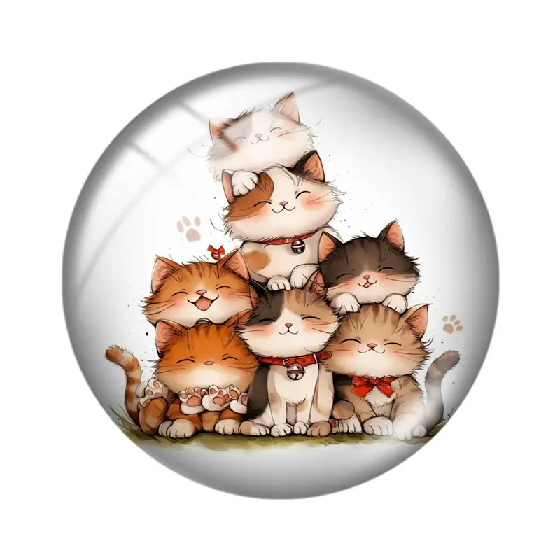 Funny Cats 10pcs 12mm/18mm/20mm/25mm Round photo glass cabochon demo flat back Making findings image 5