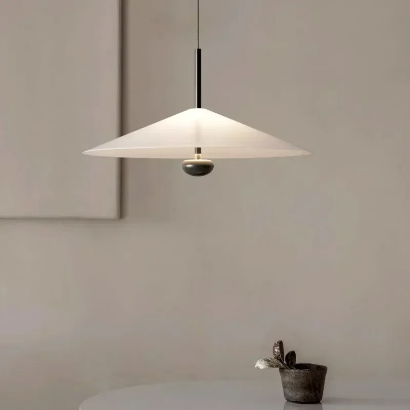 

Ava Cone pendant lamp Nordic led white flying saucer lamp Art Dining Room Bar Light Creative Indoor Bedroom Bedside Study Lamp