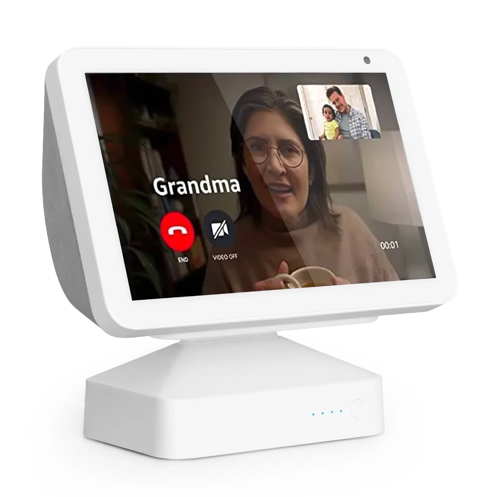 Base de bateria ggmm 15000mah para show de eco 8 show 5 1 ° gen amazon alexa display para mostrar 8 suporte ajustável carregador sem fio