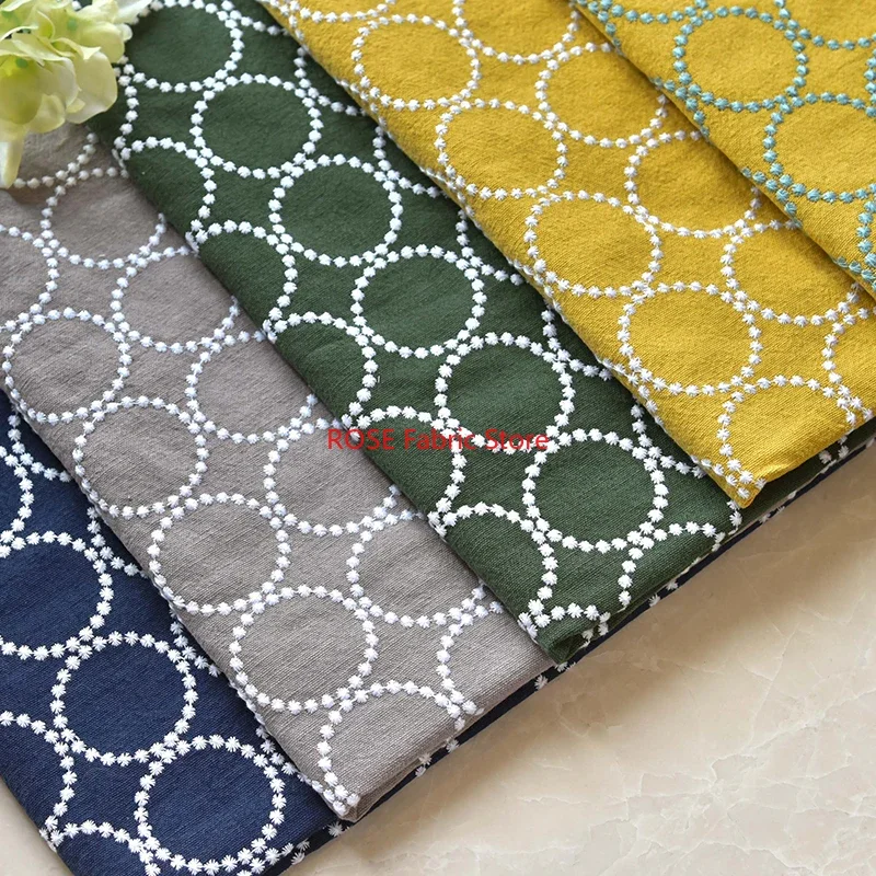 

Джинсовая круглая вышивка, хлопковая льняная ткань для одежды, сумки, подушки, скатерти, украшение в японском стиле