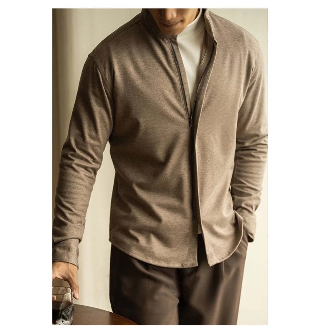 

Thickened Warm Woolen Zipper Long Sleeve Shirt Men's Youth Autumn Winter New Style Slim Fit Casual Shirt Business Fashion Cit...