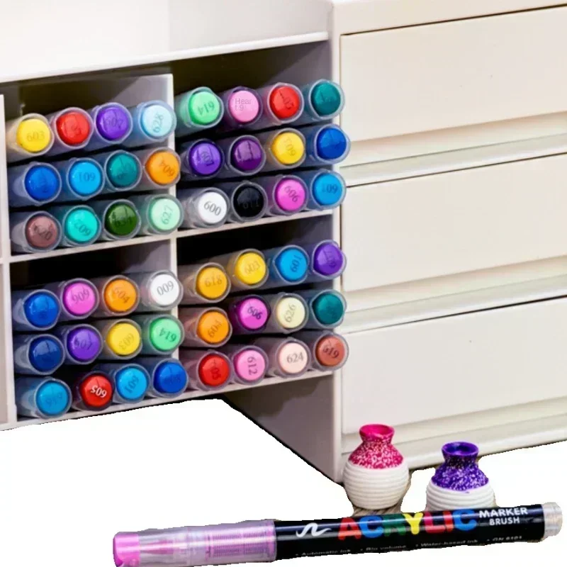 12-120 Colors Acrylic Paint Pens Markers Brush Tip Paint Markers For Rock Painting Wood Canvas Stone,Christmas Gift DIY Crafts