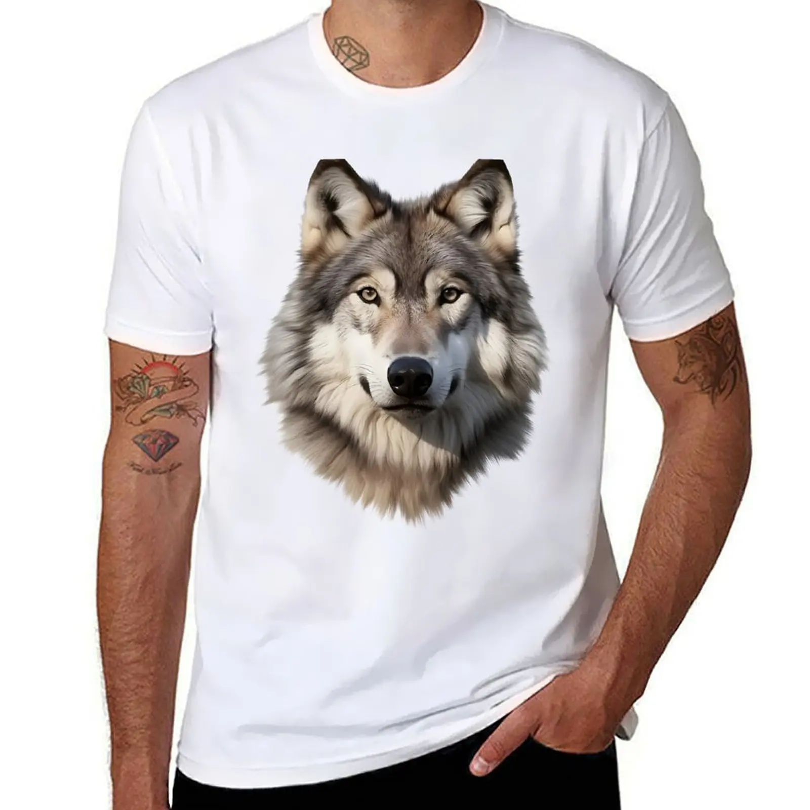 

Wolf Head (grey/white) T-Shirt man graphic t shirt t shirts for man graphic tees T-Shirt