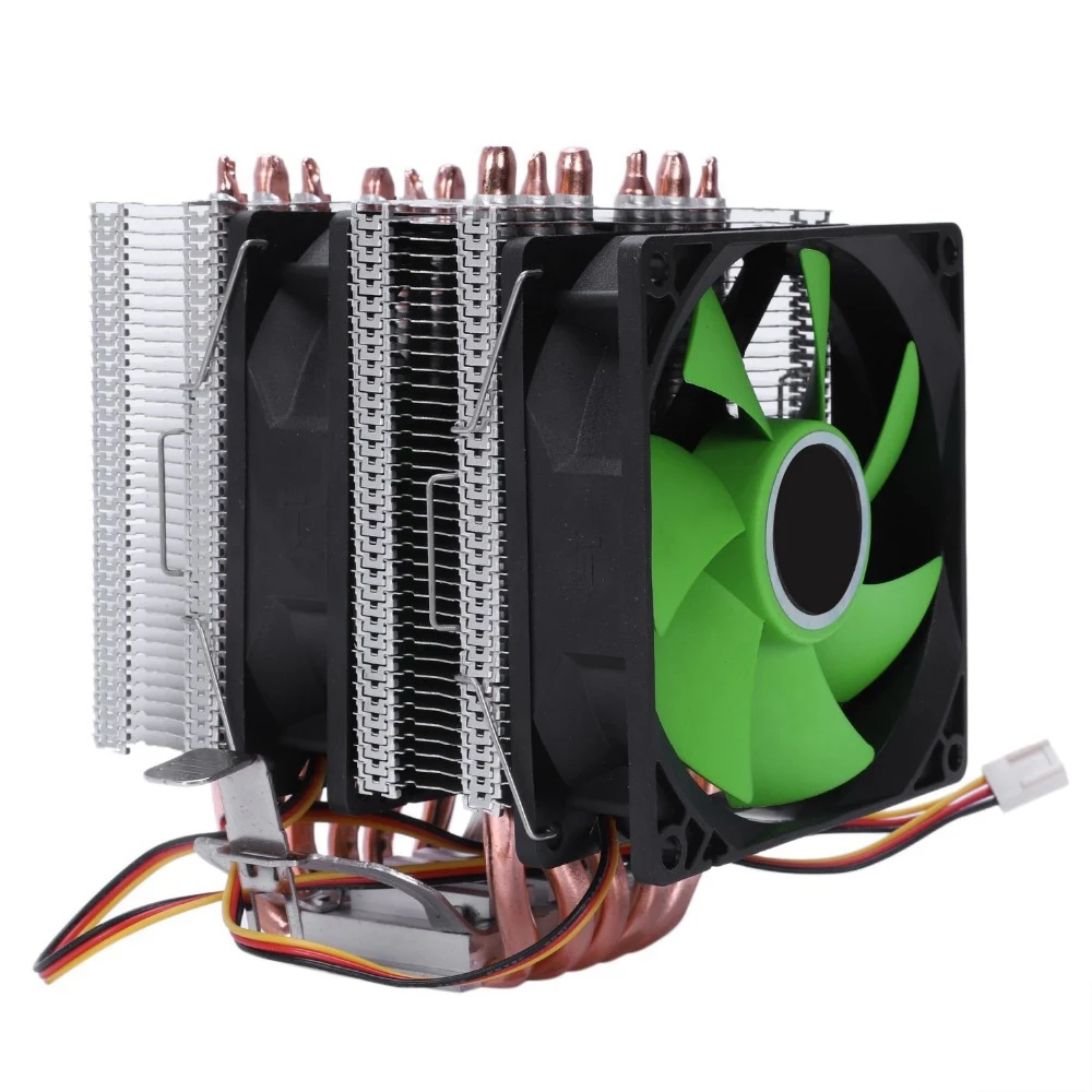 Dual Fan Cpu Cooler 6 Heatpipe 3Pin Heatsink Radiator For Intel 775/1150/1155/1156/1366 For Amd All