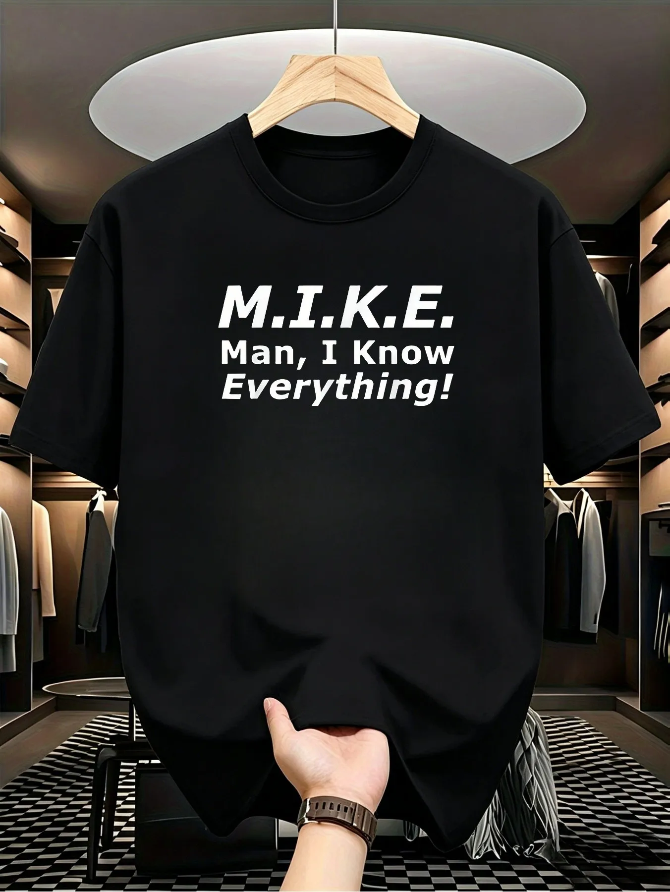 Mike Men's I Know Everything Letter Print Short Sleeve T-Shirt Unisex All Seasons Humorous Men's T-Shirt Design Printed Men's T-Shirt Round Neck Short Sleeve T-Shirt Soft Breathable Machine Washable_01