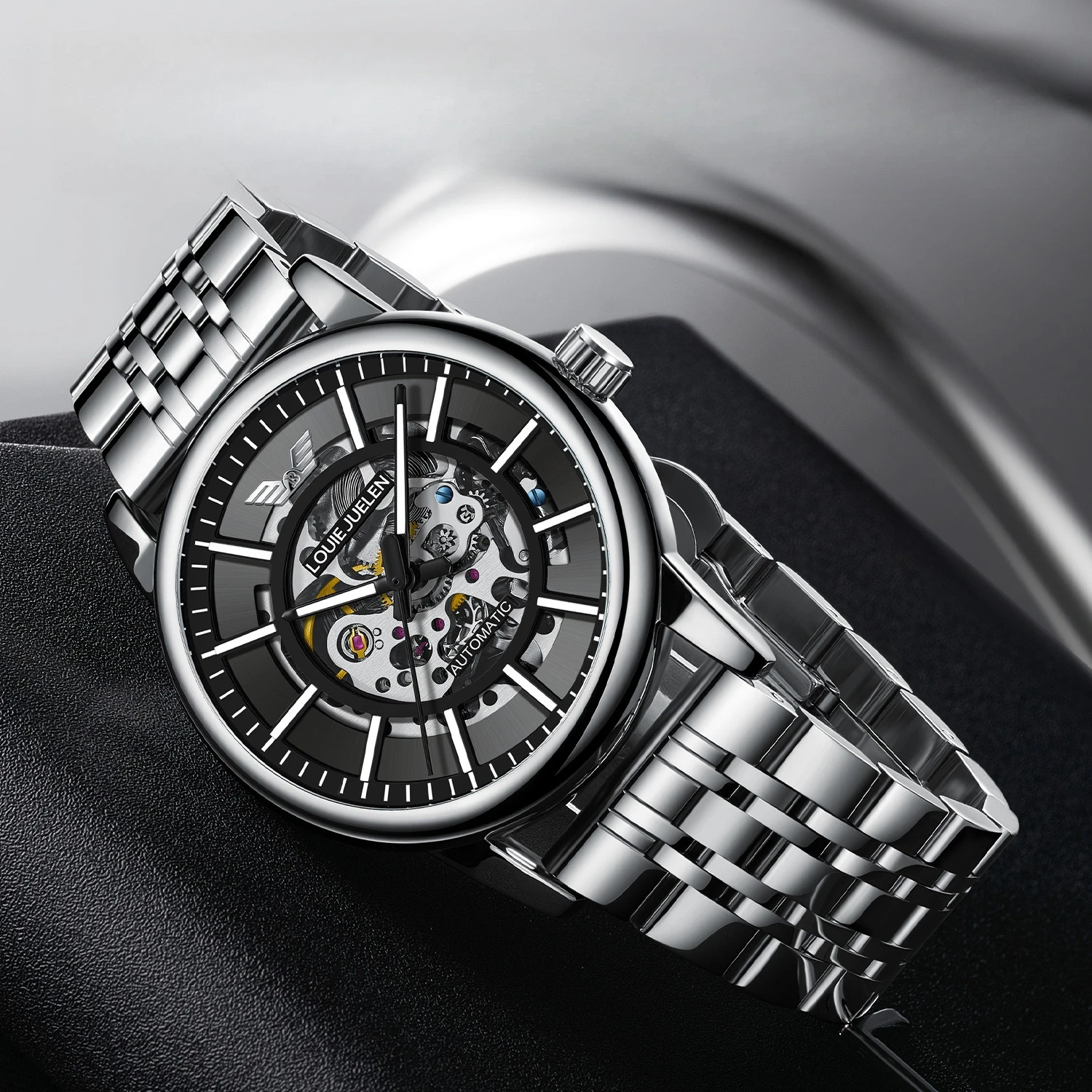 LOUIE JUELEN Men's Watch Automatic Mechanical Watch Hollow Luminous Watch Foreign Trade Wholesale