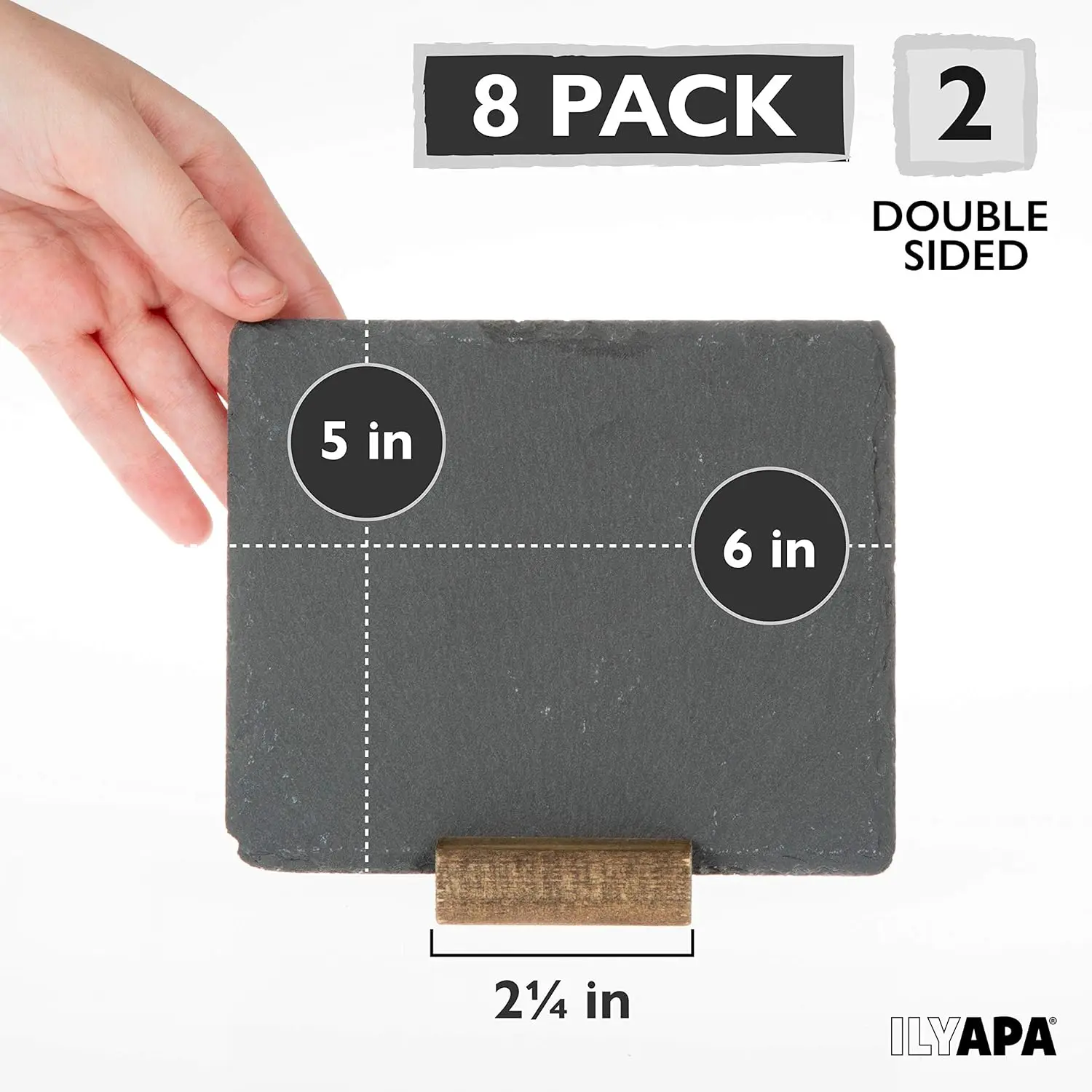 Conjunto de 8 Mini Quadros de Ardósia com Suportes de Madeira, Placas Rústicas de Ardósia de 5x6 Polegadas para Decoração de Buffet