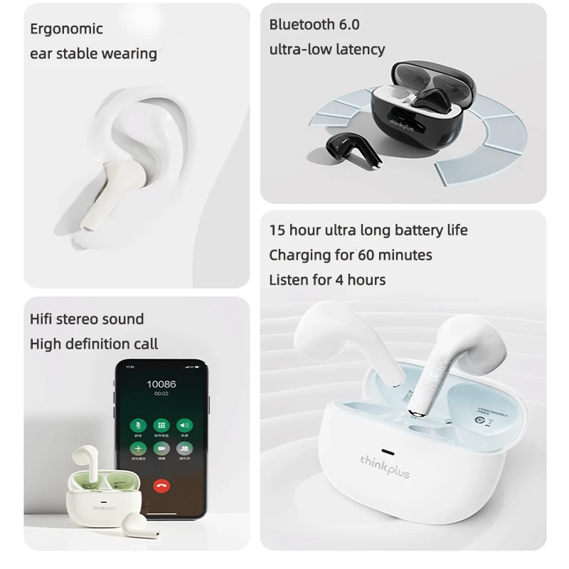 Lenovo LP31 Pro Headphones Wireless Bluetooth 6.0 TWS Hifi Stereo Earphone Gaming Sports Music Earbuds HD Call with Mic Headset