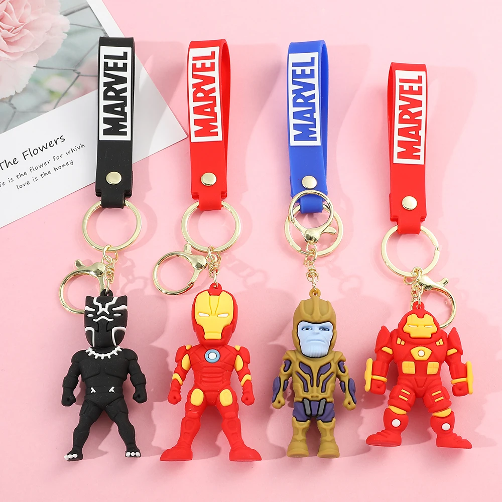 Marvel Cartoon The Avengers Keychain Spiderman Iron Man Captain America Thor Batman Keyring Keys Holder Gifts for Friends