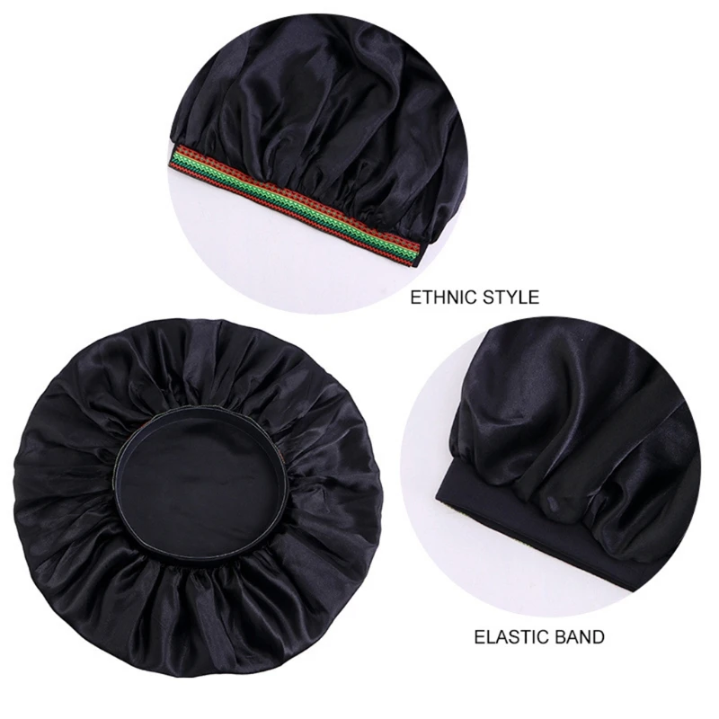 Ethnic Elastic Shower Solid Color Night Turban Hat for All Seasons