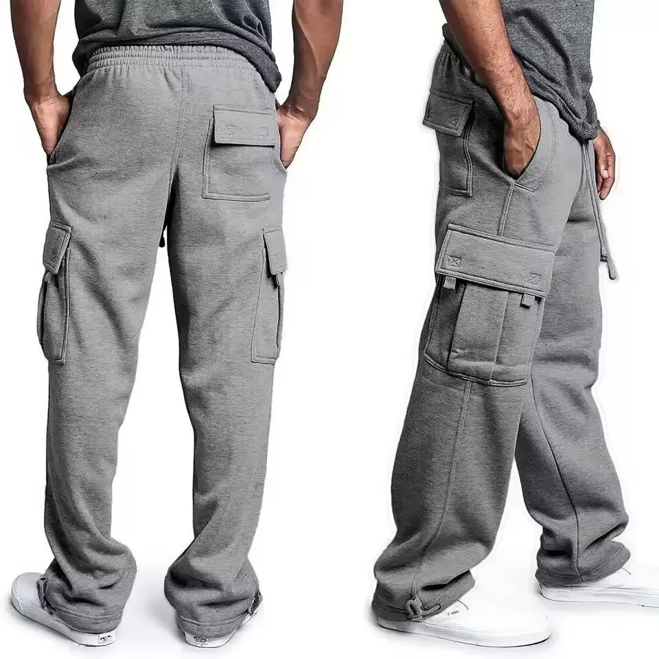 

Mens Sweatpants Straight Fit Joggers for Sports and Streetwear Loose Oversized Drawstring Long Pants Men Multi-pocket Pants 4XL
