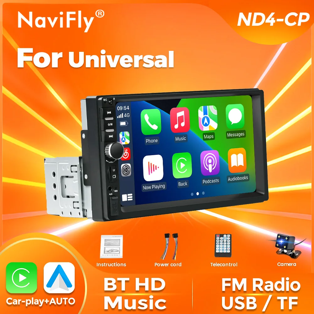 NEW ND4-CP Wired Carplay Android Auto Car Multimedia Radio Video Player Universal All-in-one Stereo BT Mirror Lin-k USB AUX SD